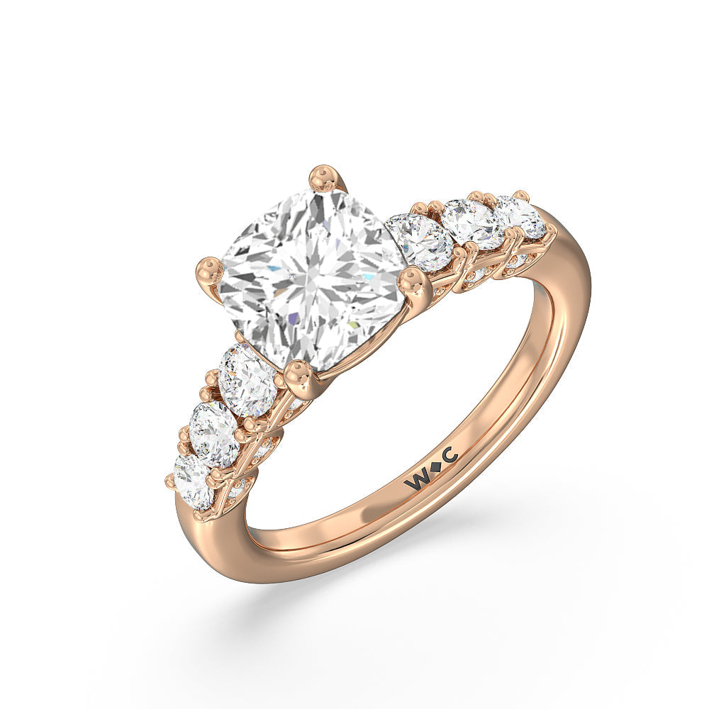 Cushion Cut The Broadway Ring with Lab Grown Diamond in 14KT Rose Gold view 3
