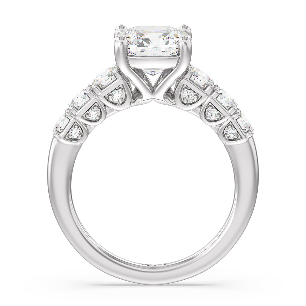 Cushion Cut The Broadway Ring with Lab Grown Diamond in 14KT Platinum view 2
