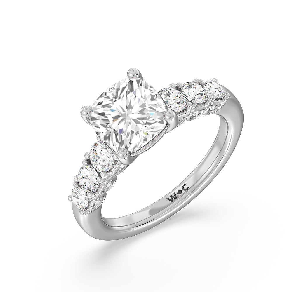 Cushion Cut The Broadway Ring with Lab Grown Diamond in 14KT Platinum view 3
