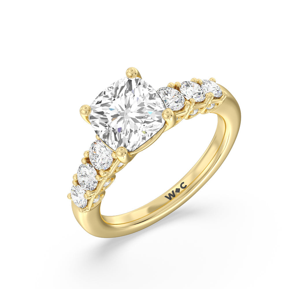 Cushion Cut The Broadway Ring with Lab Grown Diamond in 14KT Yellow Gold view 3
