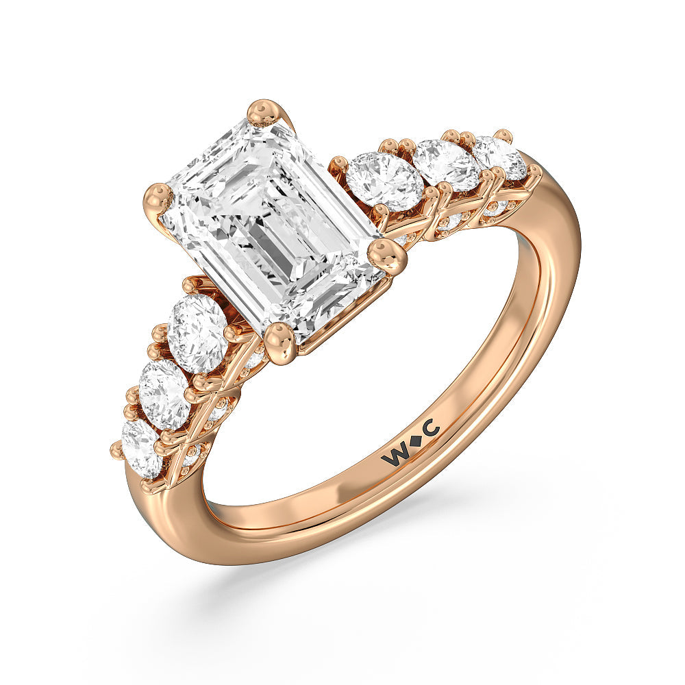 Emerald Cut The Broadway Ring with Lab Grown Diamond in 14KT Rose Gold view 3
