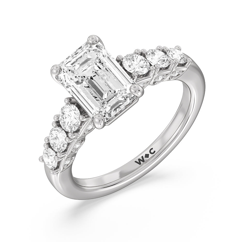 Emerald Cut The Broadway Ring with Lab Grown Diamond in 14KT Platinum view 3
