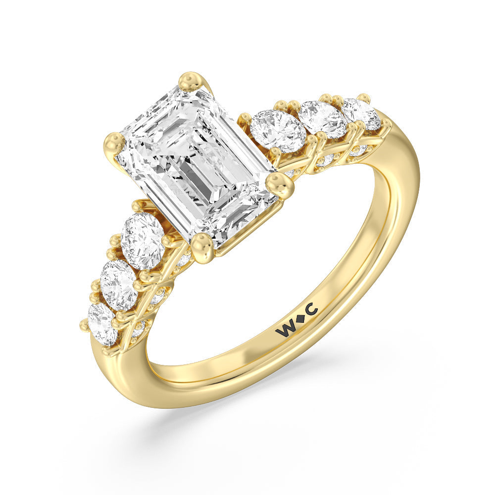 Emerald Cut The Broadway Ring with Lab Grown Diamond in 14KT Yellow Gold view 3
