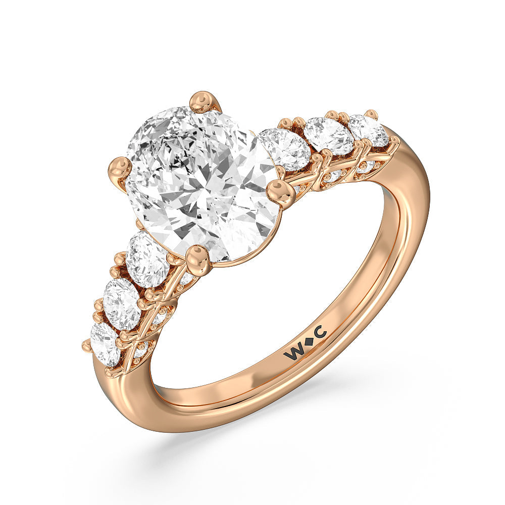 Oval Cut The Broadway Ring with Lab Grown Diamond in 14KT Rose Gold view 3
