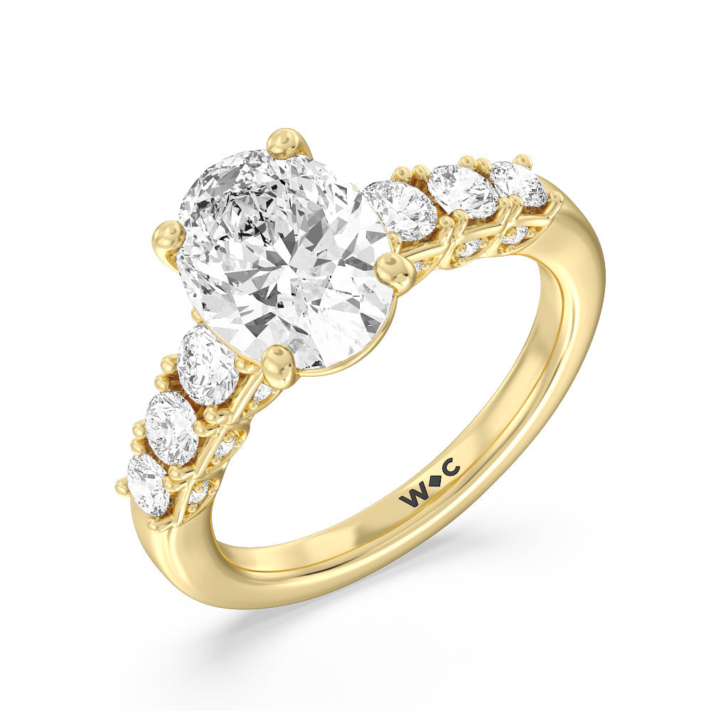 Oval Cut The Broadway Ring with Lab Grown Diamond in 14KT Yellow Gold view 3
