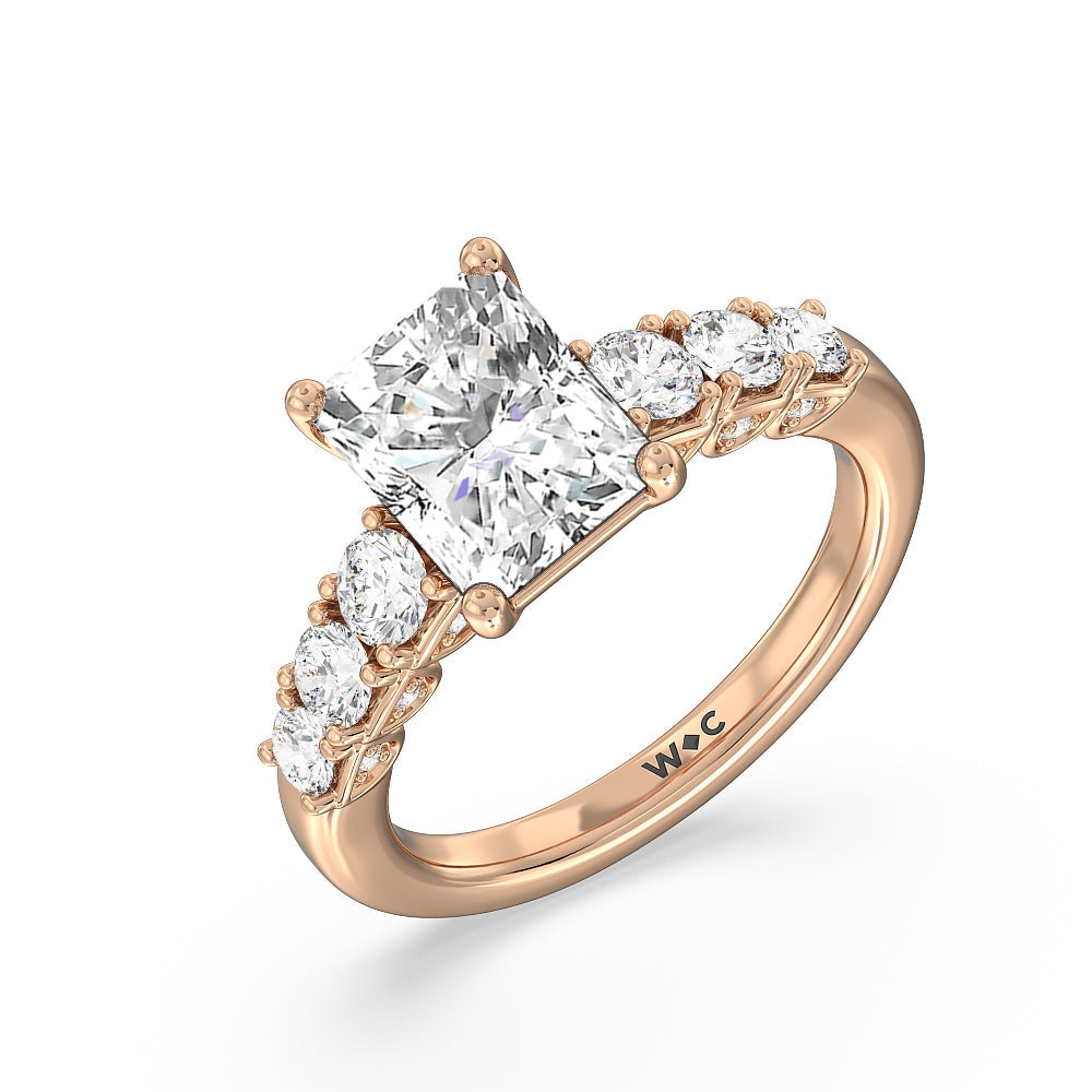Radiant Cut The Broadway Ring with Lab Grown Diamond in 14KT Rose Gold view 3
