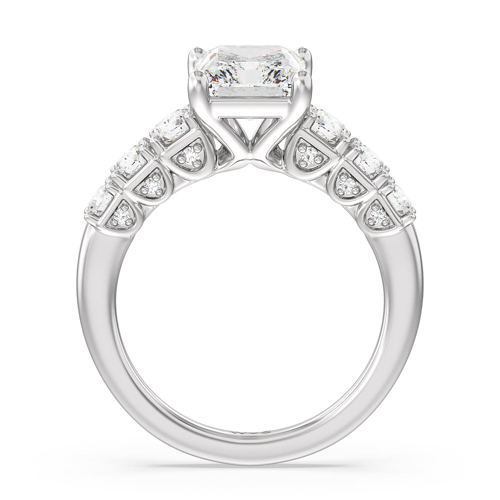 Radiant Cut The Broadway Ring with Lab Grown Diamond in 14KT Platinum view 2
