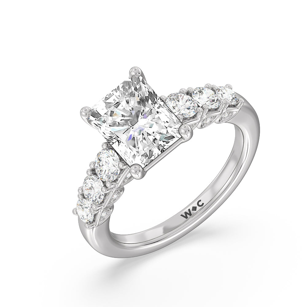 Radiant Cut The Broadway Ring with Lab Grown Diamond in 14KT Platinum view 3
