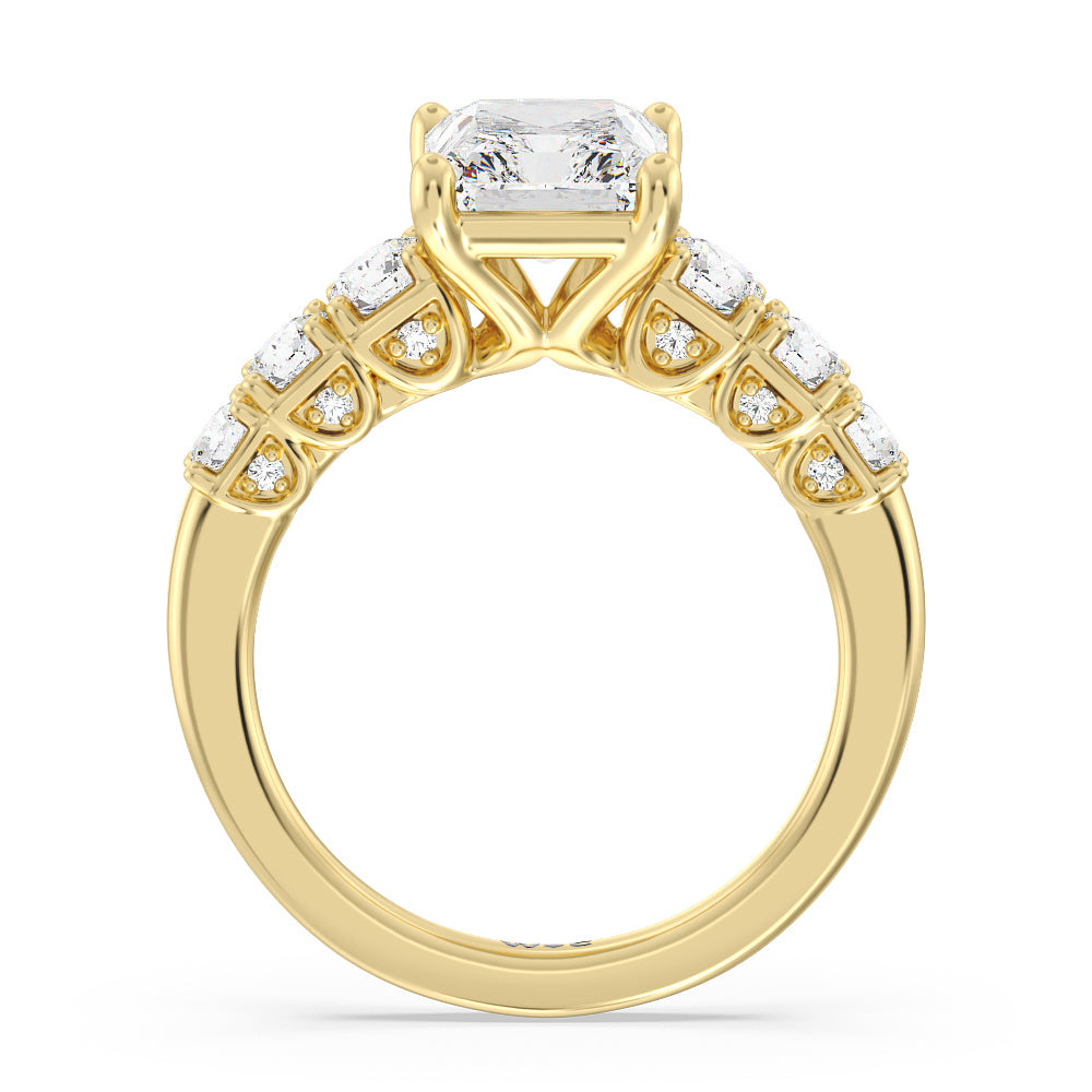 Radiant Cut The Broadway Ring with Lab Grown Diamond in 14KT Yellow Gold view 2
