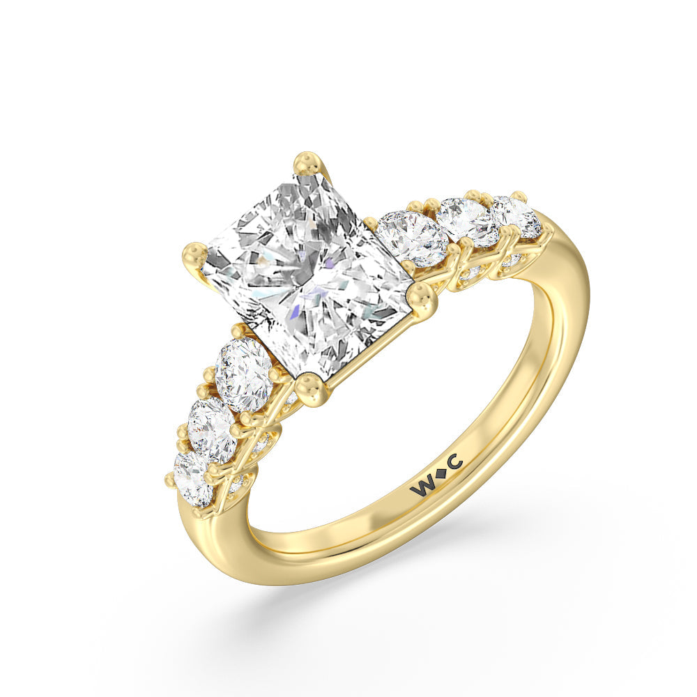Radiant Cut The Broadway Ring with Lab Grown Diamond in 14KT Yellow Gold view 3
