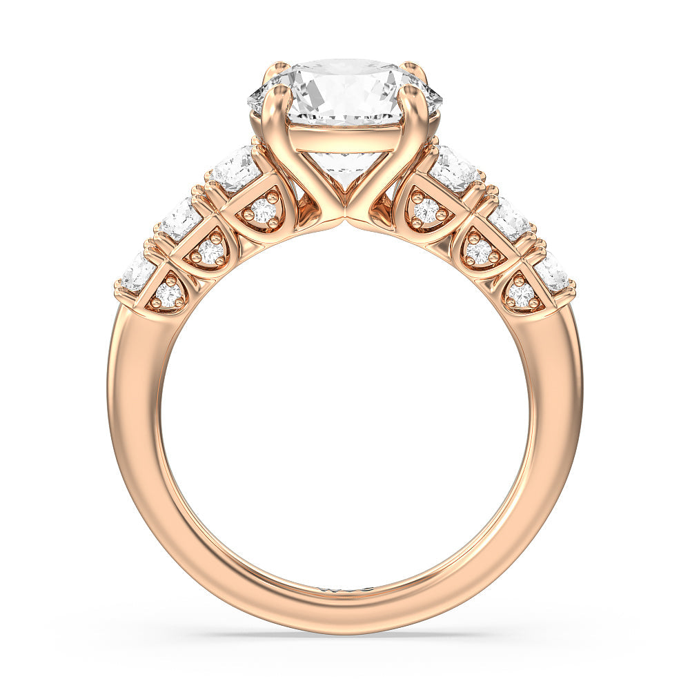 Round Cut The Broadway Ring with Lab Grown Diamond in 14KT Rose Gold view 2
