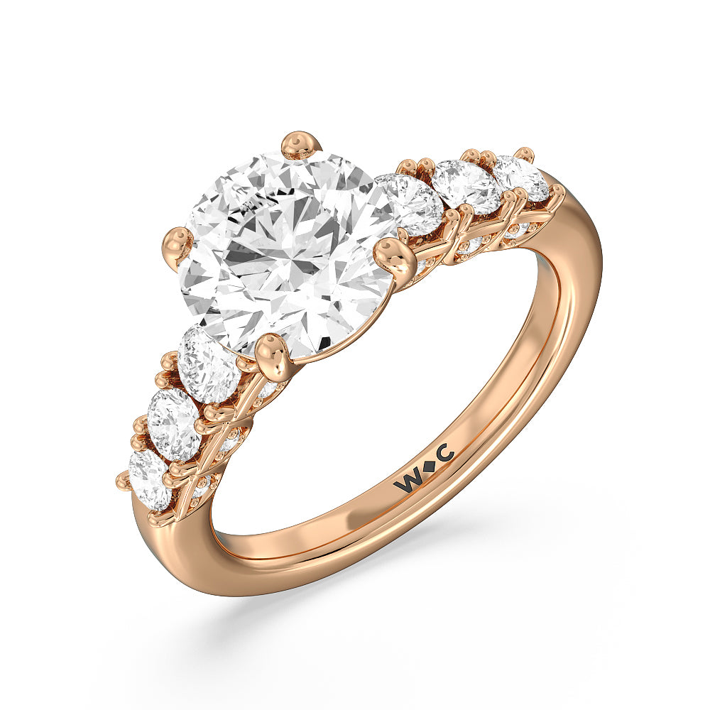Round Cut The Broadway Ring with Lab Grown Diamond in 14KT Rose Gold view 3
