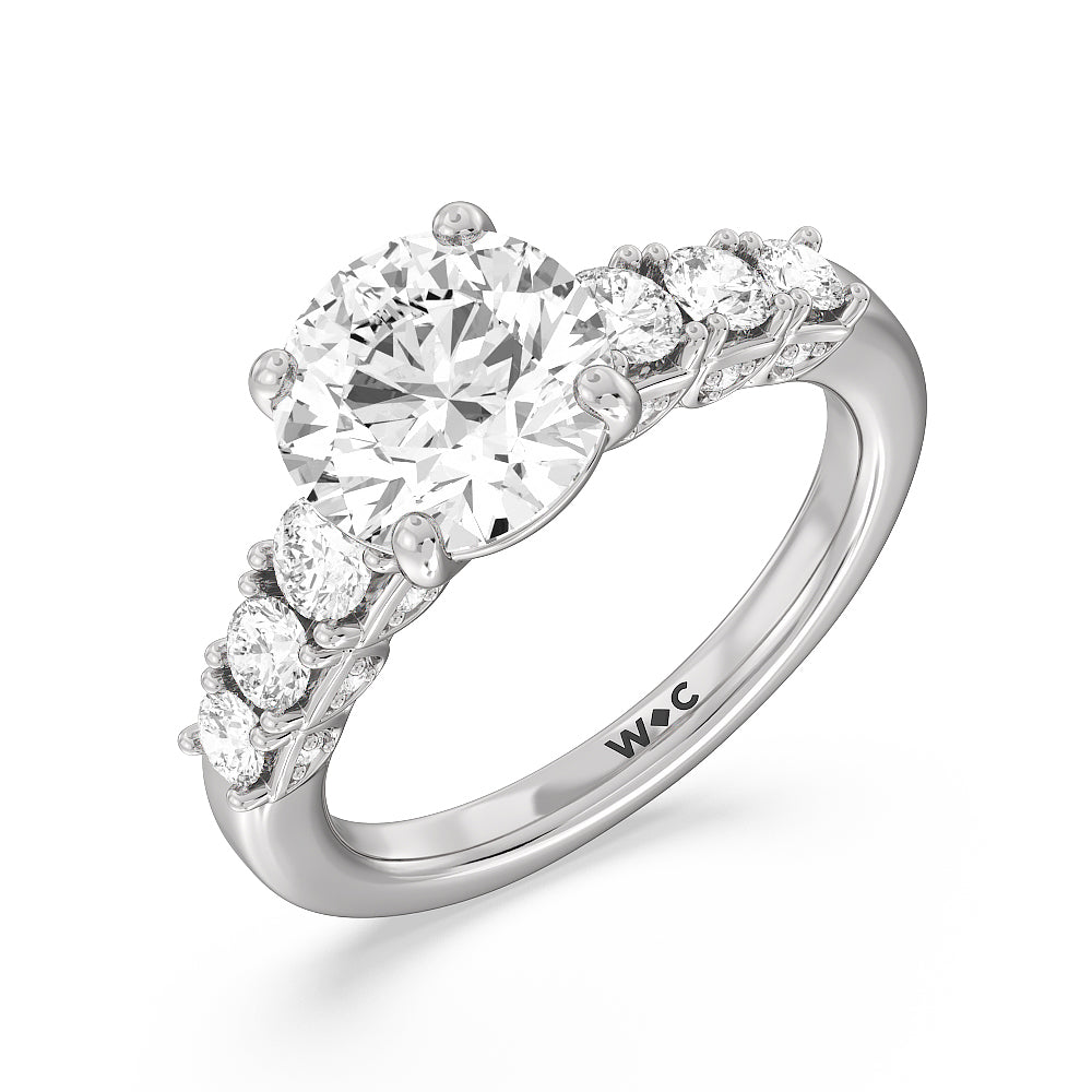 Round Cut The Broadway Ring with Lab Grown Diamond in 14KT Platinum view 3
