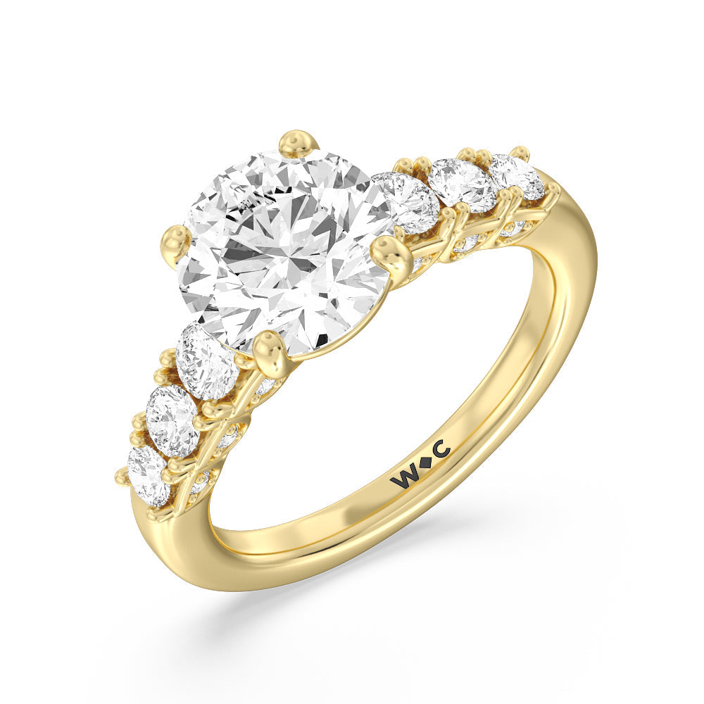 Round Cut The Broadway Ring with Lab Grown Diamond in 14KT Yellow Gold view 3

