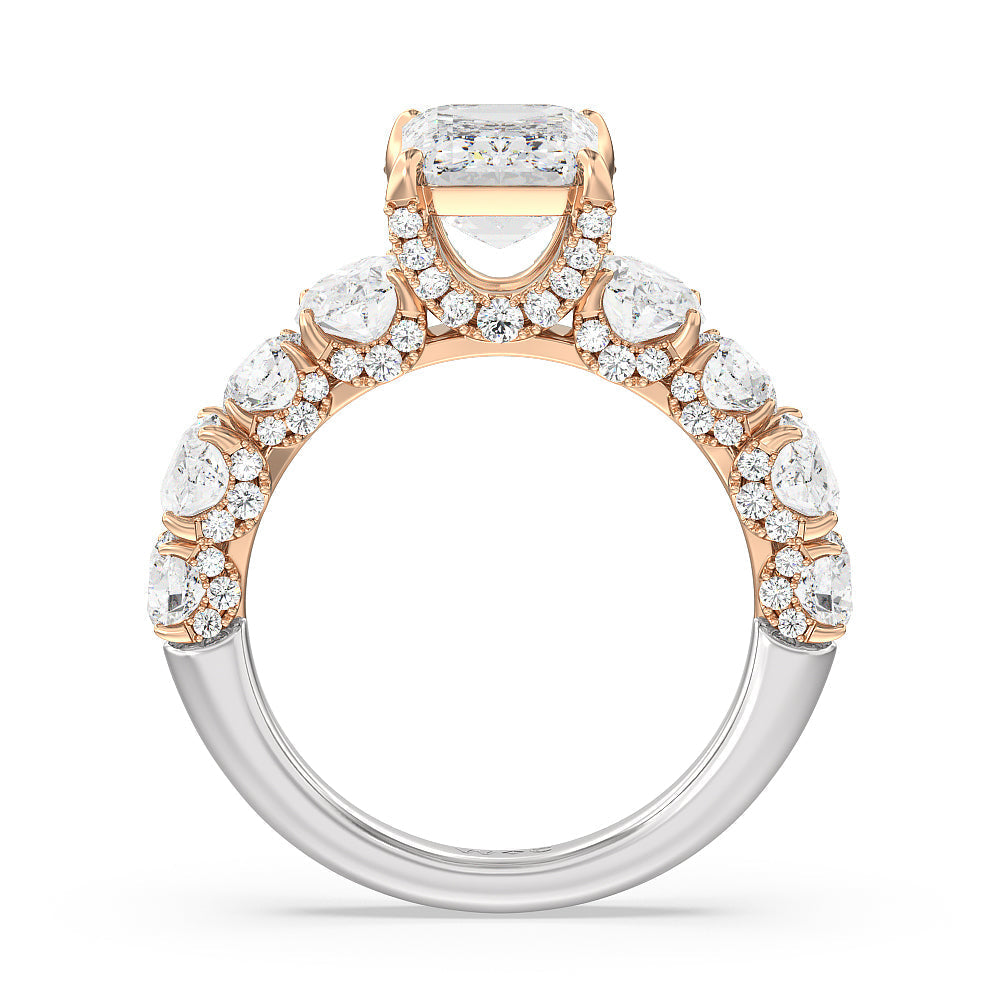 Emerald Cut The Madison Avenue Ring with Lab Grown Diamond in 14KT White & Rose Gold view 2
