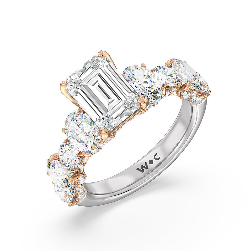 Emerald Cut The Madison Avenue Ring with Lab Grown Diamond in 14KT White & Rose Gold view 3
