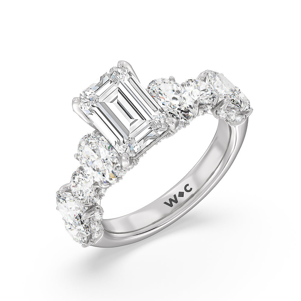 Emerald Cut The Madison Avenue Ring with Lab Grown Diamond in 14KT Platinum view 3
