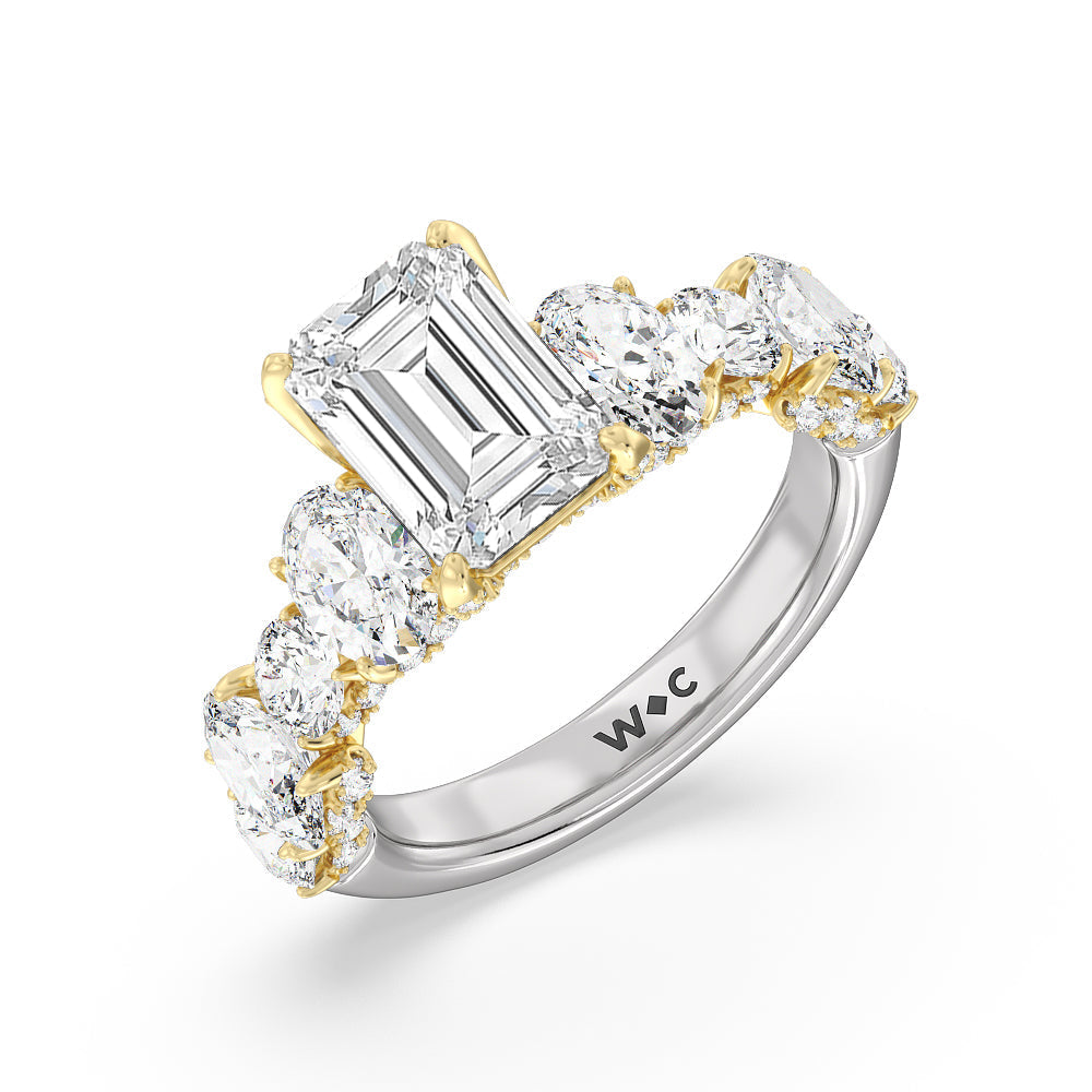 Emerald Cut The Madison Avenue Ring with Lab Grown Diamond in 14KT White & Yellow Gold view 3
