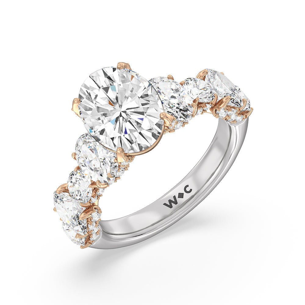 Oval Cut The Madison Avenue Ring with Lab Grown Diamond in 14KT White & Rose Gold view 3
