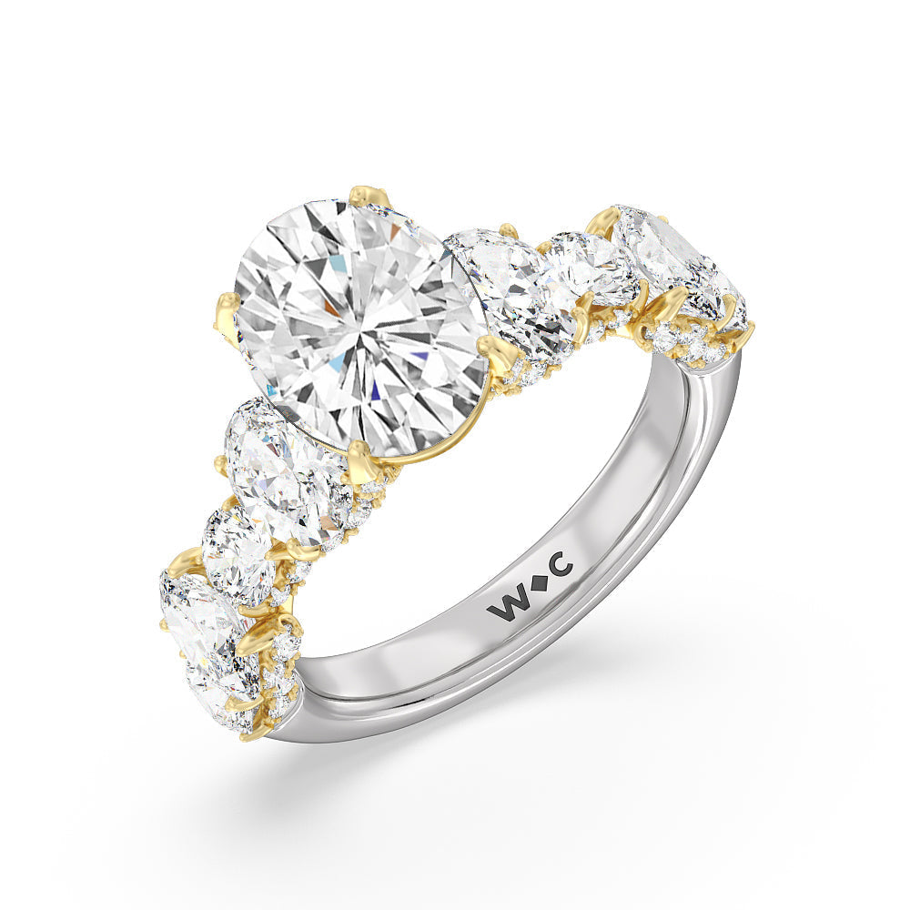 Oval Cut The Madison Avenue Ring with Lab Grown Diamond in 14KT White & Yellow Gold view 3
