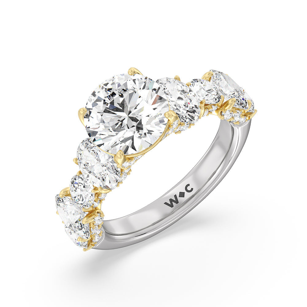 Round Cut The Madison Avenue Ring with Lab Grown Diamond in 14KT White & Yellow Gold view 3
