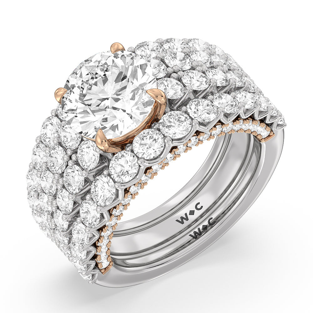 The Astor Diamond Wedding Band with 18KT White & Rose Gold Cut Diamond in 14KT White & Rose Gold view 3
