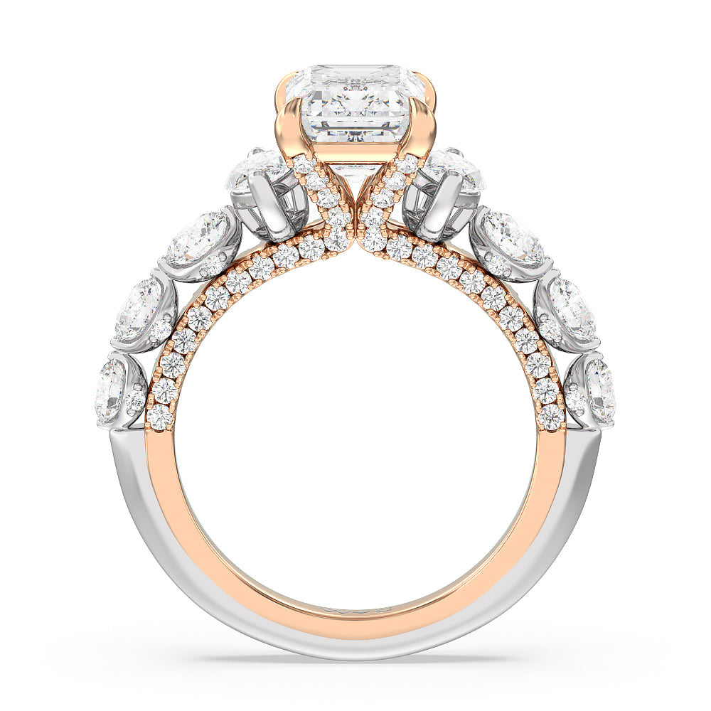 Emerald Cut The St. Regis Ring with Lab Grown Diamond in 14KT White & Rose Gold view 2
