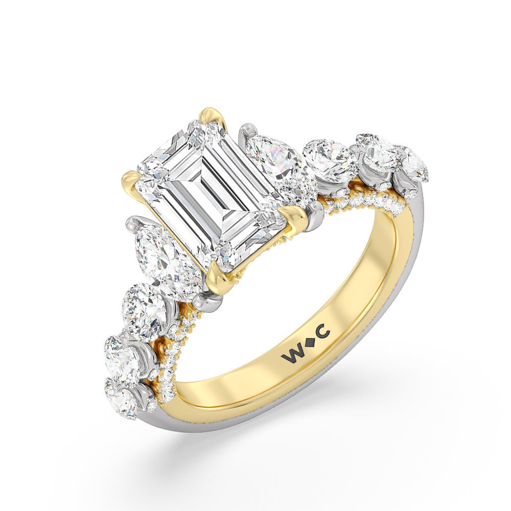 Emerald Cut The St. Regis Ring with Lab Grown Diamond in 14KT White & Yellow Gold view 3
