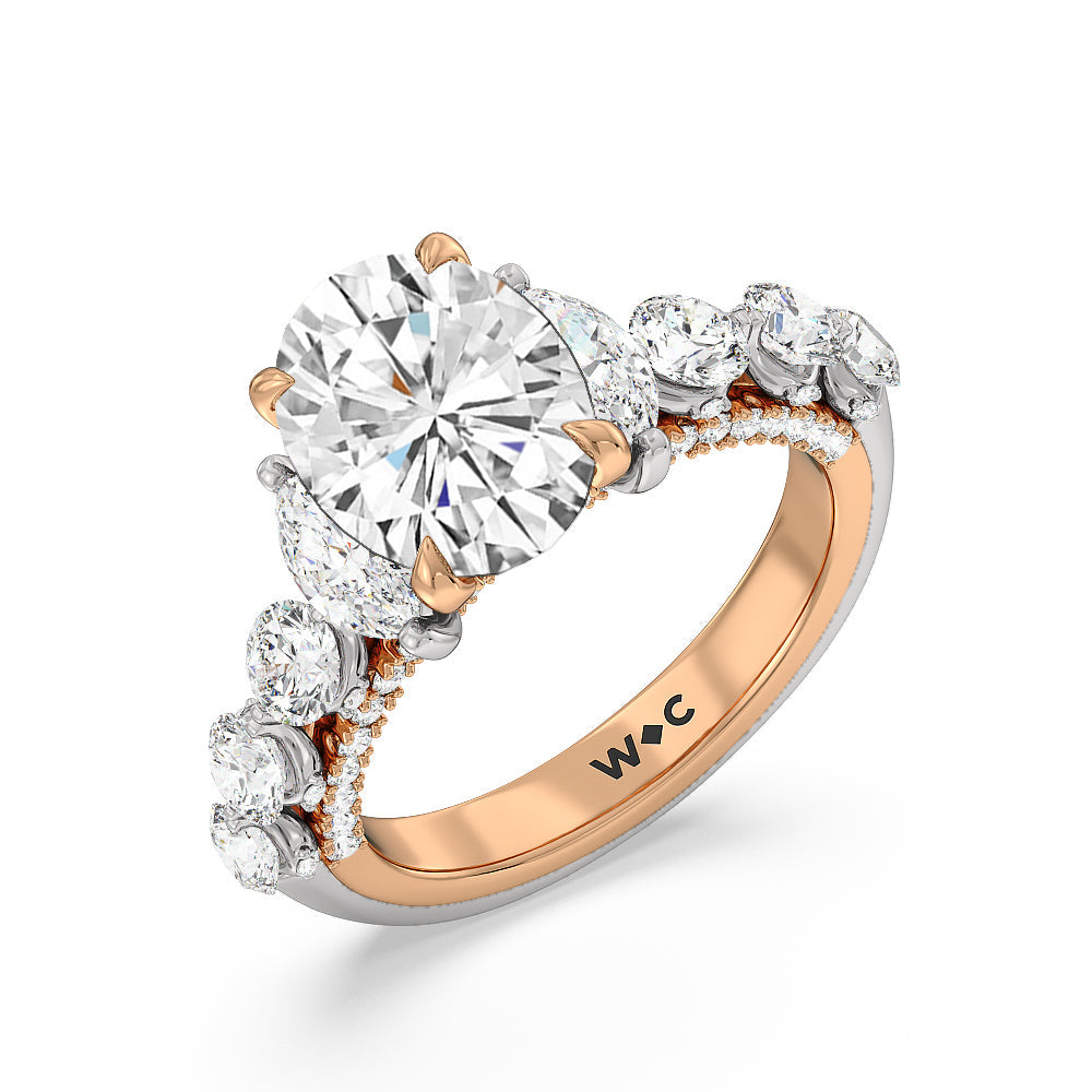 Oval Cut The St. Regis Ring with Lab Grown Diamond in 14KT White & Rose Gold view 3

