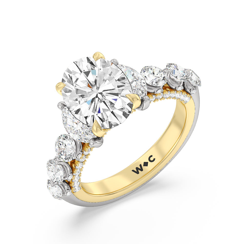 Oval Cut The St. Regis Ring with Lab Grown Diamond in 14KT White & Yellow Gold view 3
