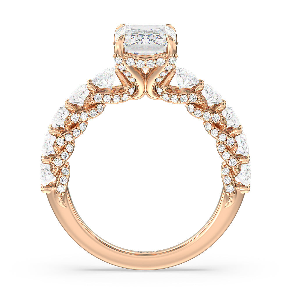 Emerald Cut The Roosevelt Ring with Lab Grown Diamond in 14KT Rose Gold view 2
