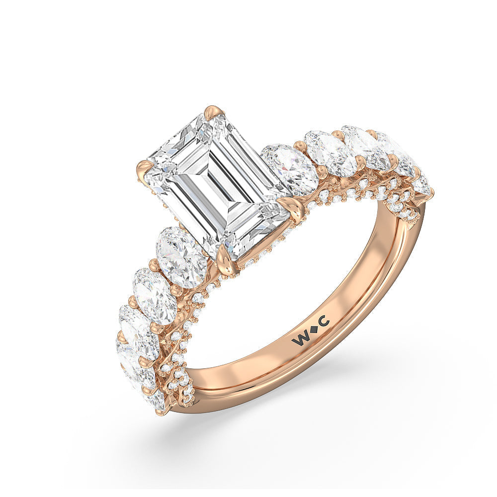 Emerald Cut The Roosevelt Ring with Lab Grown Diamond in 14KT Rose Gold view 3

