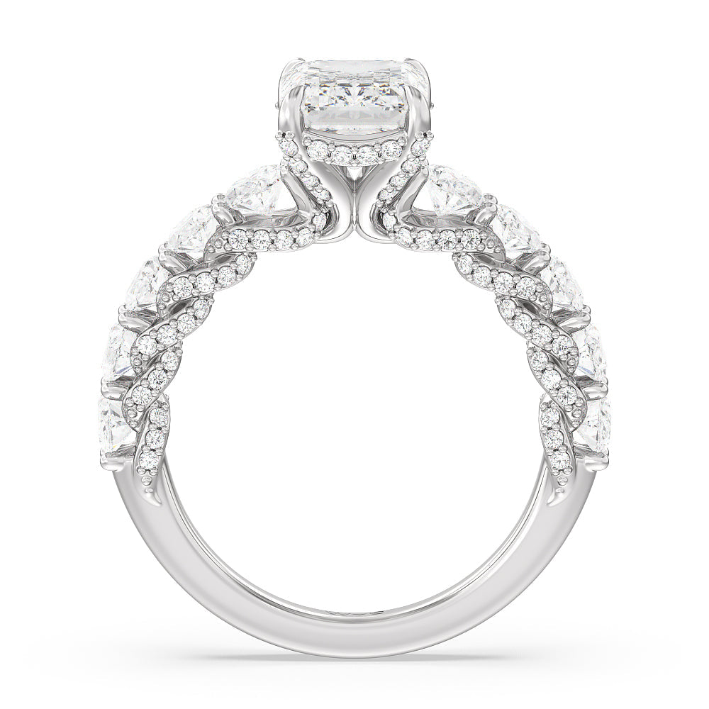 Emerald Cut The Roosevelt Ring with Lab Grown Diamond in 14KT Platinum view 2
