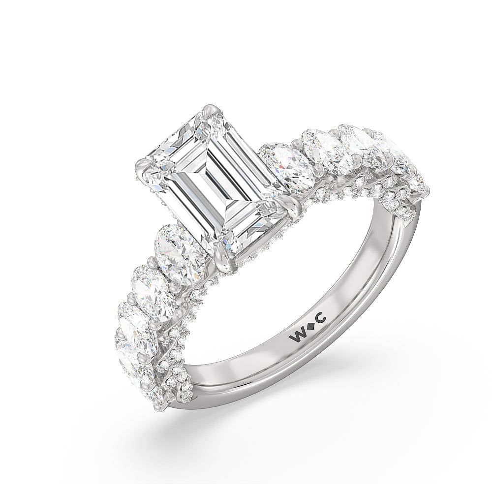 Emerald Cut The Roosevelt Ring with Lab Grown Diamond in 14KT Platinum view 3
