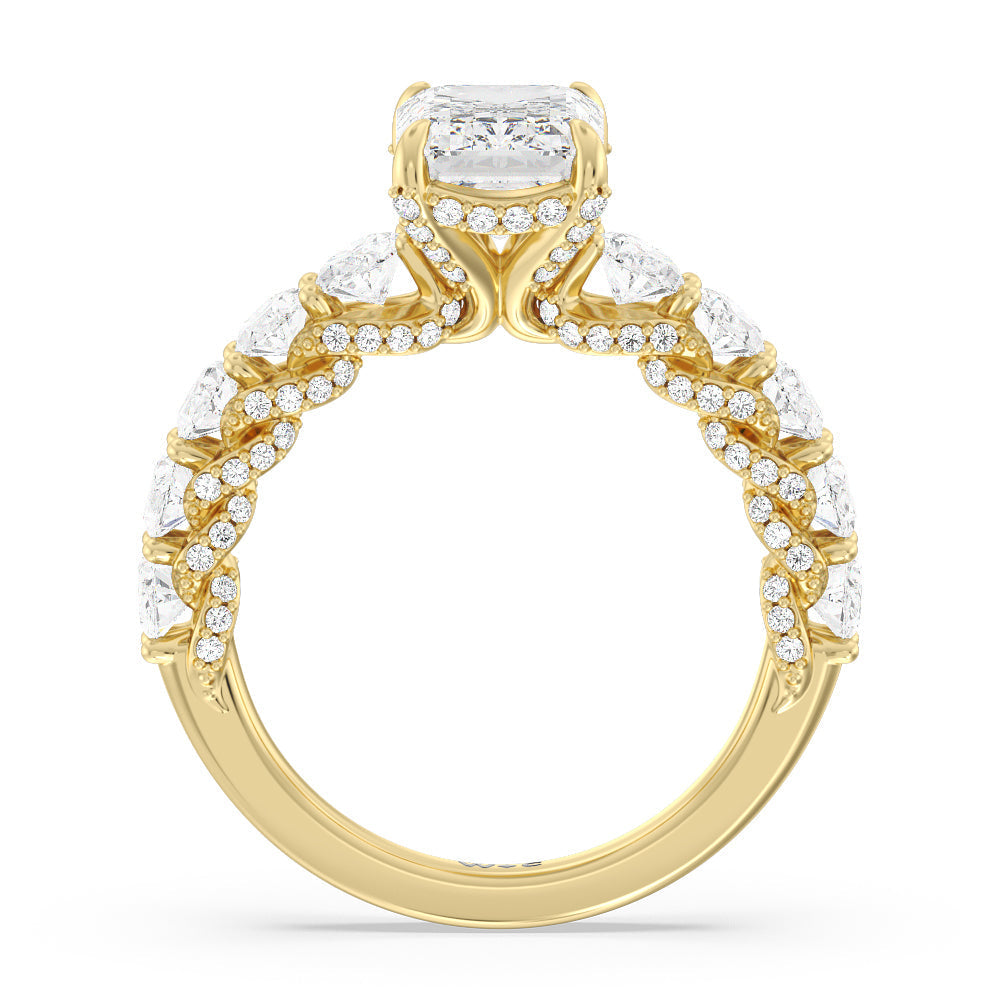 Emerald Cut The Roosevelt Ring with Lab Grown Diamond in 14KT Yellow Gold view 2
