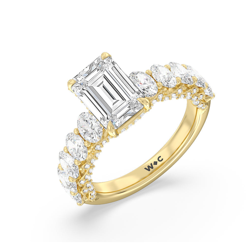 Emerald Cut The Roosevelt Ring with Lab Grown Diamond in 14KT Yellow Gold view 3
