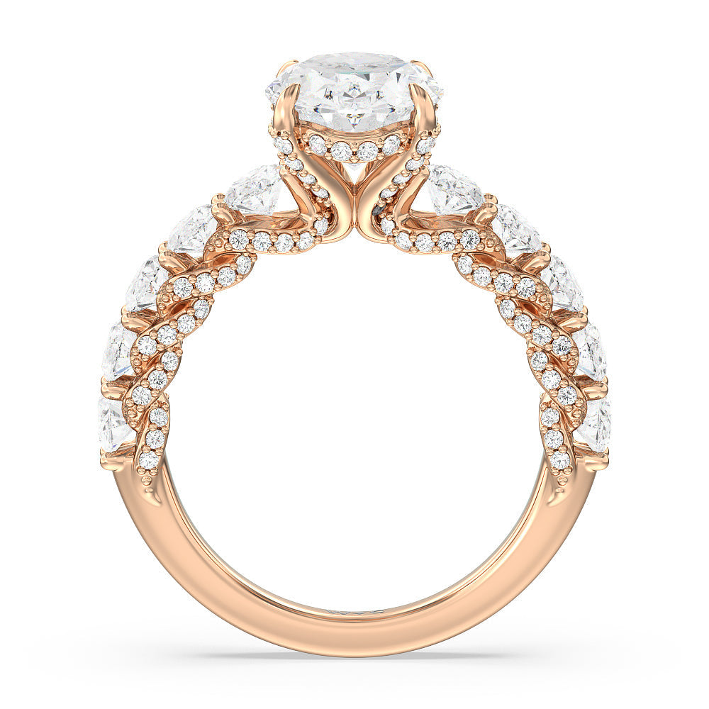 Oval Cut The Roosevelt Ring with Lab Grown Diamond in 14KT Rose Gold view 2
