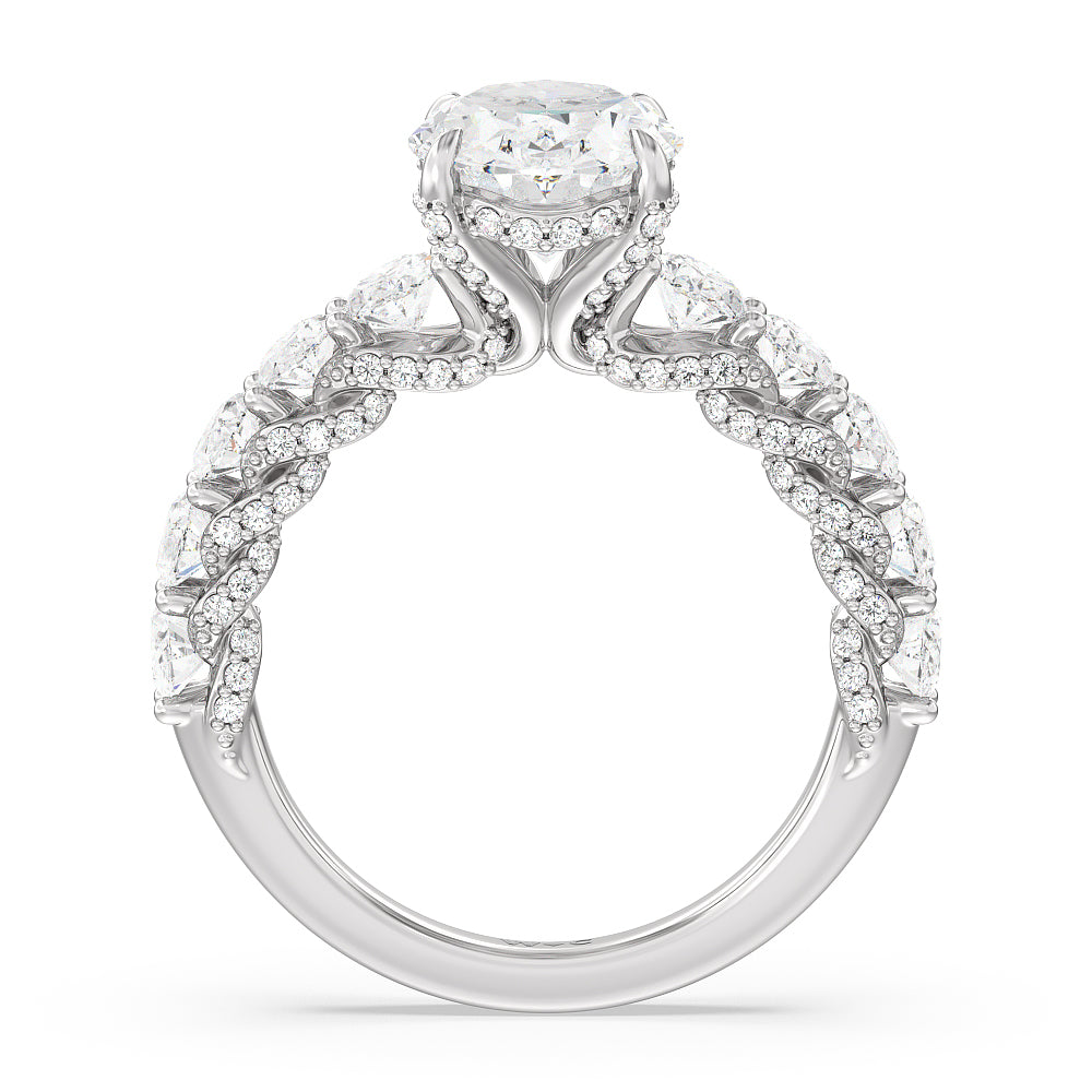 Oval Cut The Roosevelt Ring with Lab Grown Diamond in 14KT Platinum view 2
