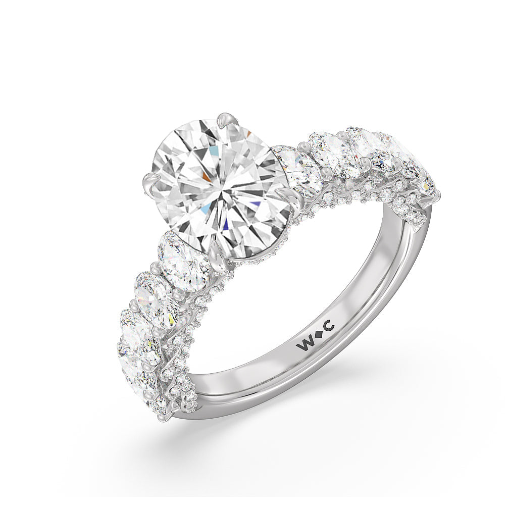 Oval Cut The Roosevelt Ring with Lab Grown Diamond in 14KT Platinum view 3
