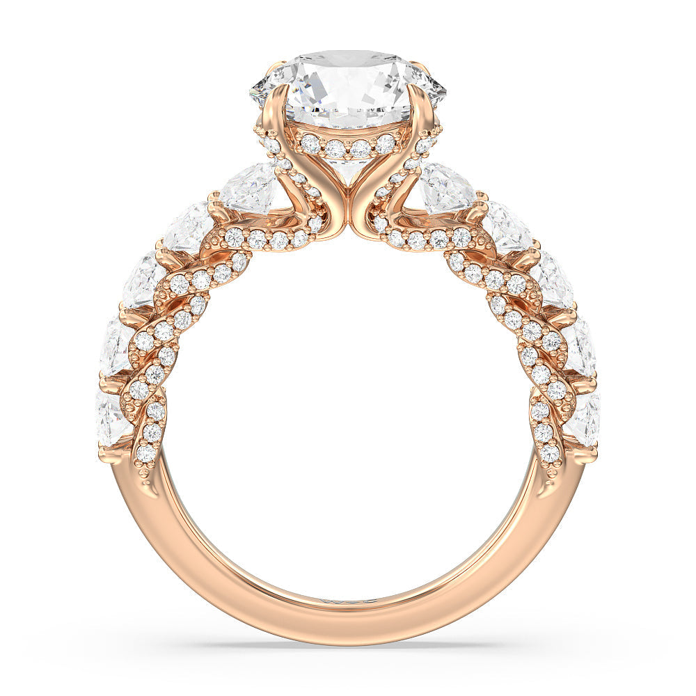 Round Cut The Roosevelt Ring with Lab Grown Diamond in 14KT Rose Gold view 2
