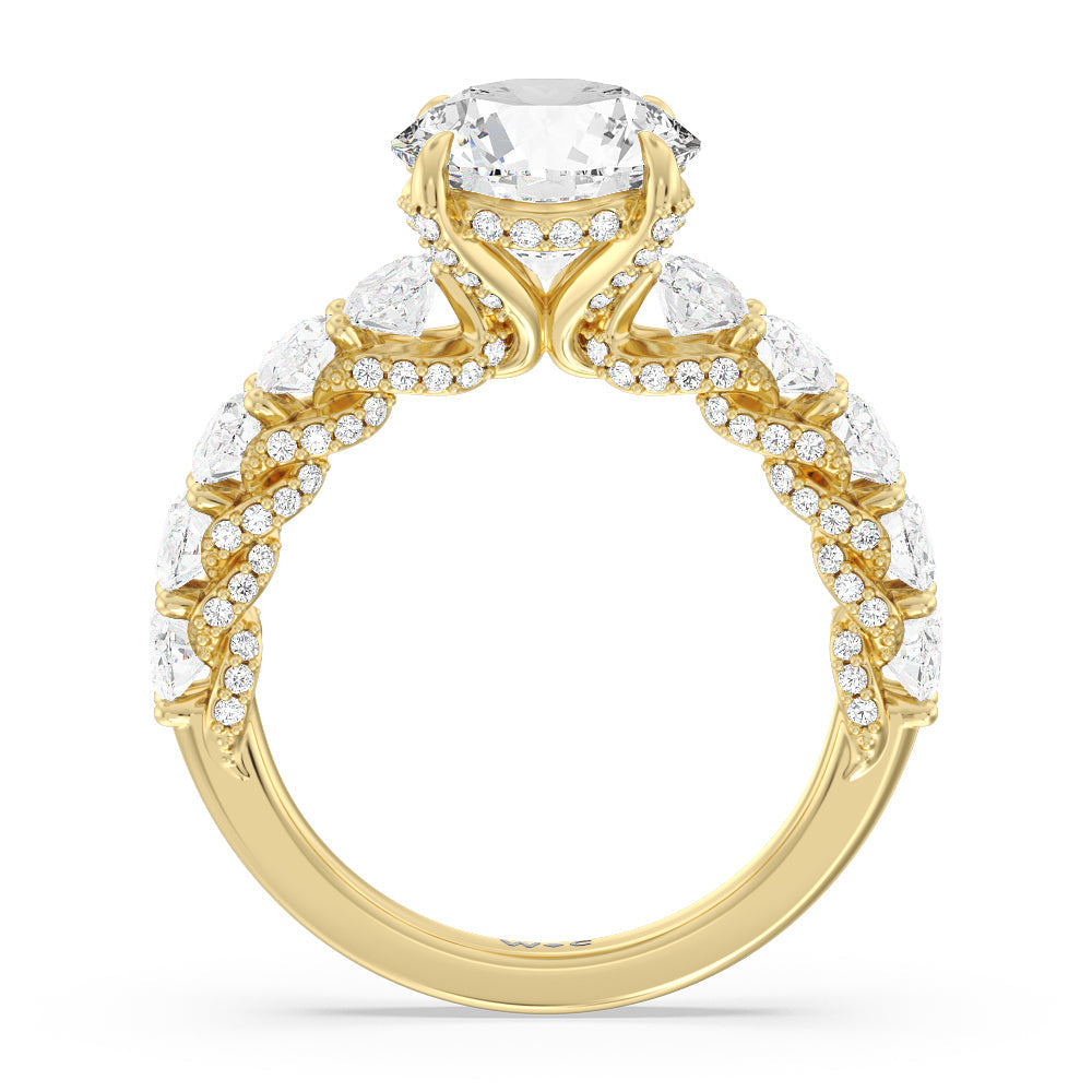 Round Cut The Roosevelt Ring with Lab Grown Diamond in 14KT Yellow Gold view 2
