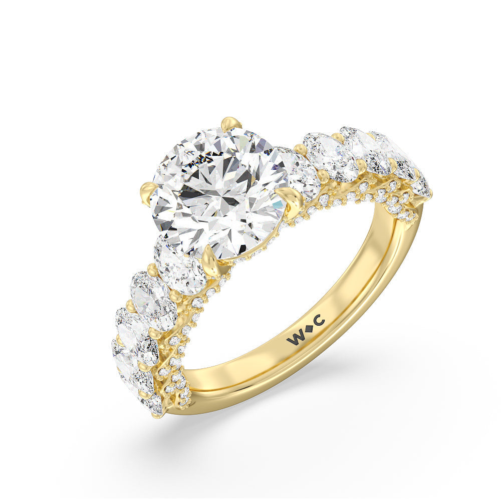 Round Cut The Roosevelt Ring with Lab Grown Diamond in 14KT Yellow Gold view 3
