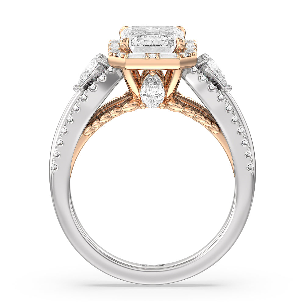 Emerald Cut The Whitney Ring with Lab Grown Diamond in 14KT White & Rose Gold view 3
