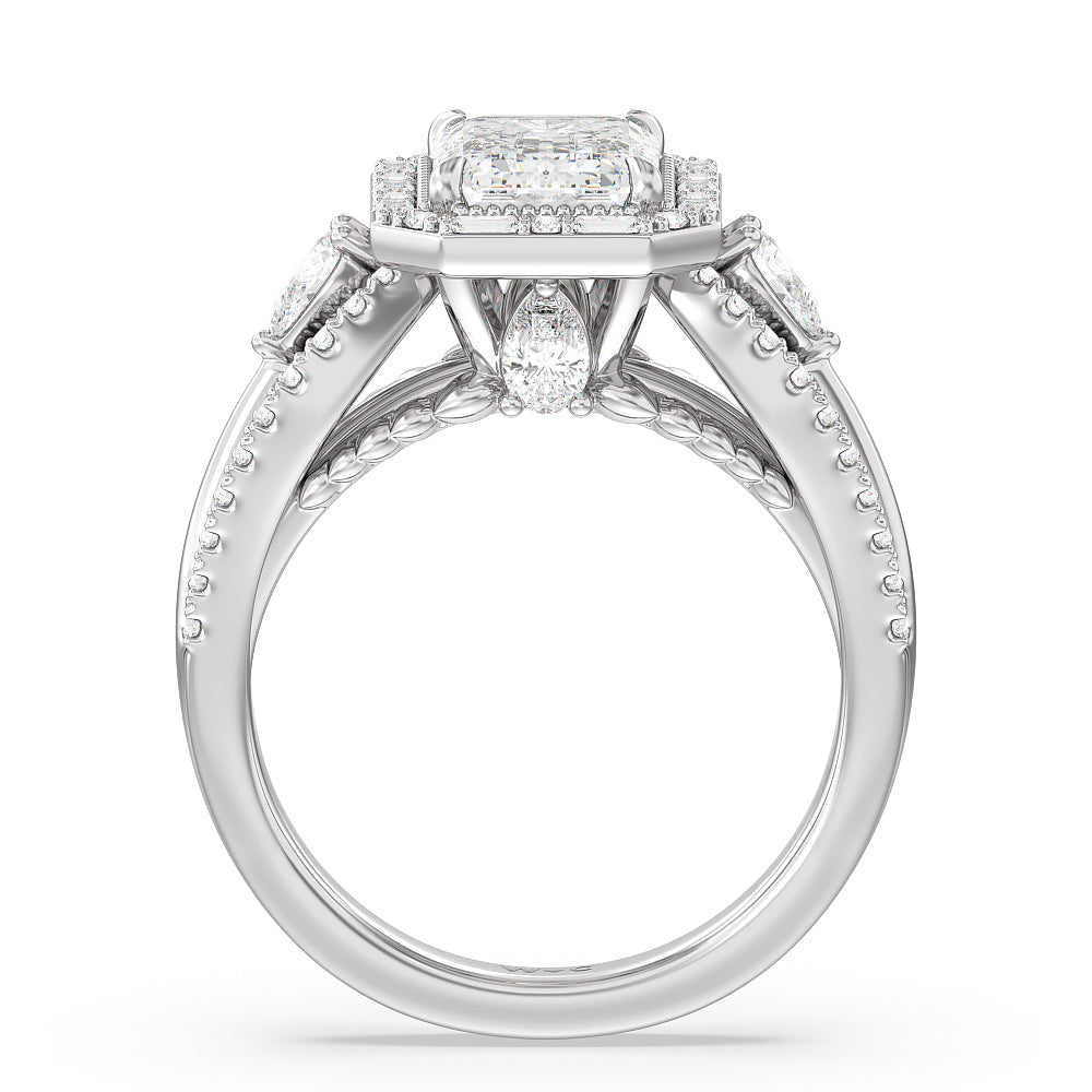 Emerald Cut The Whitney Ring with Lab Grown Diamond in 14KT Platinum view 3
