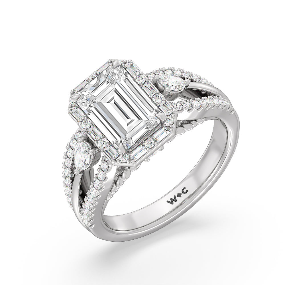 Emerald Cut The Whitney Ring with Lab Grown Diamond in 14KT Platinum view 2

