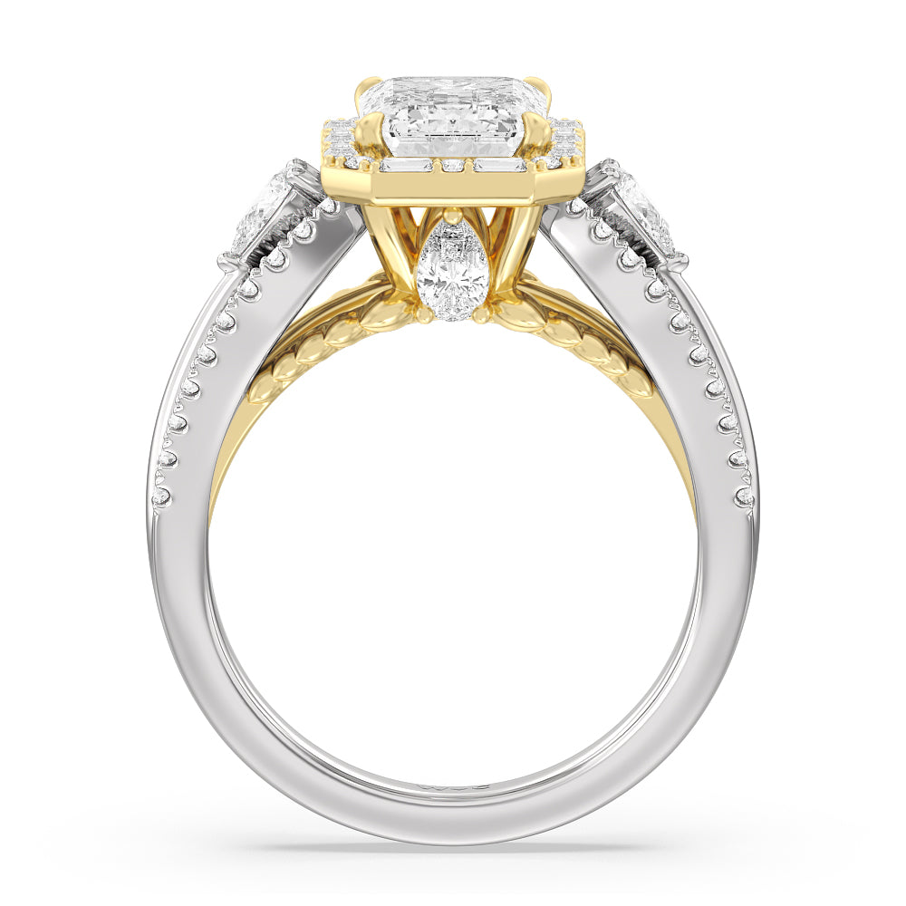 Emerald Cut The Whitney Ring with Lab Grown Diamond in 14KT White & Yellow Gold view 3

