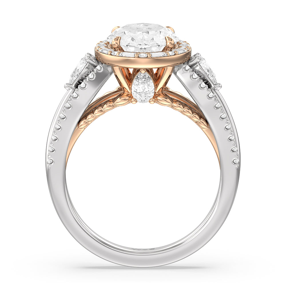 Oval Cut The Whitney Ring with Lab Grown Diamond in 14KT White & Rose Gold view 3
