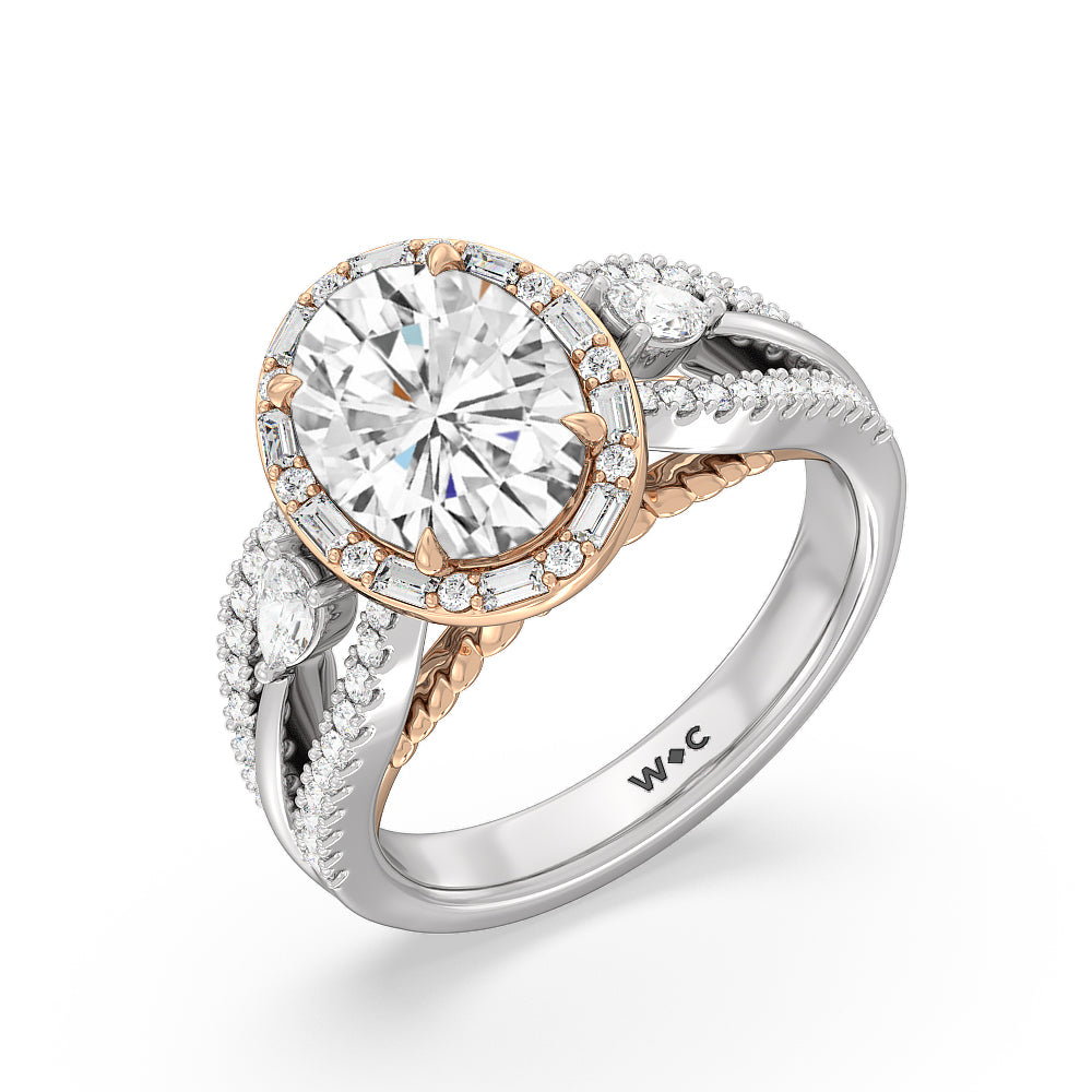 Oval Cut The Whitney Ring with Lab Grown Diamond in 14KT White & Rose Gold view 2
