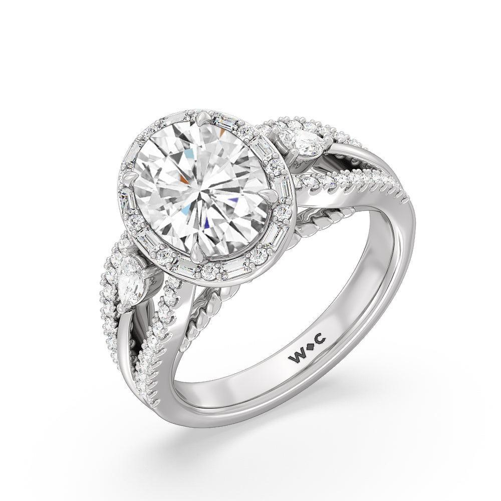 Oval Cut The Whitney Ring with Lab Grown Diamond in 14KT Platinum view 2
