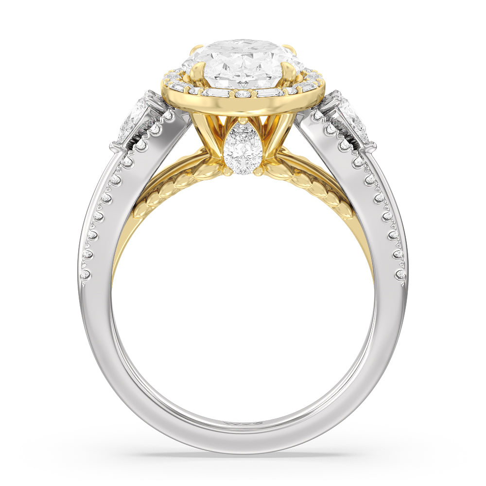 Oval Cut The Whitney Ring with Lab Grown Diamond in 14KT White & Yellow Gold view 3
